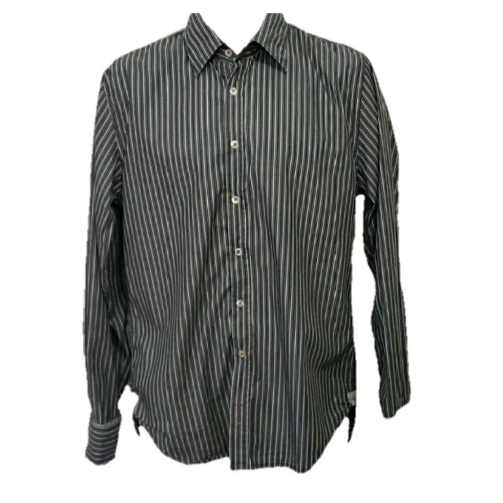 7 For All Mankind Striped French Cuff Casual Shirt - Men's S